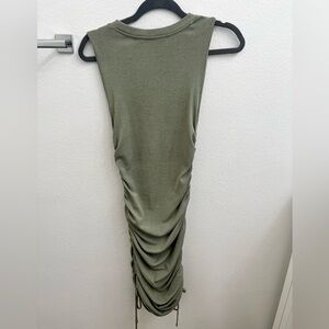 Hyfve Sage Green Ribbed Drawstring Side Bodycon Mini Tank Dress Medium